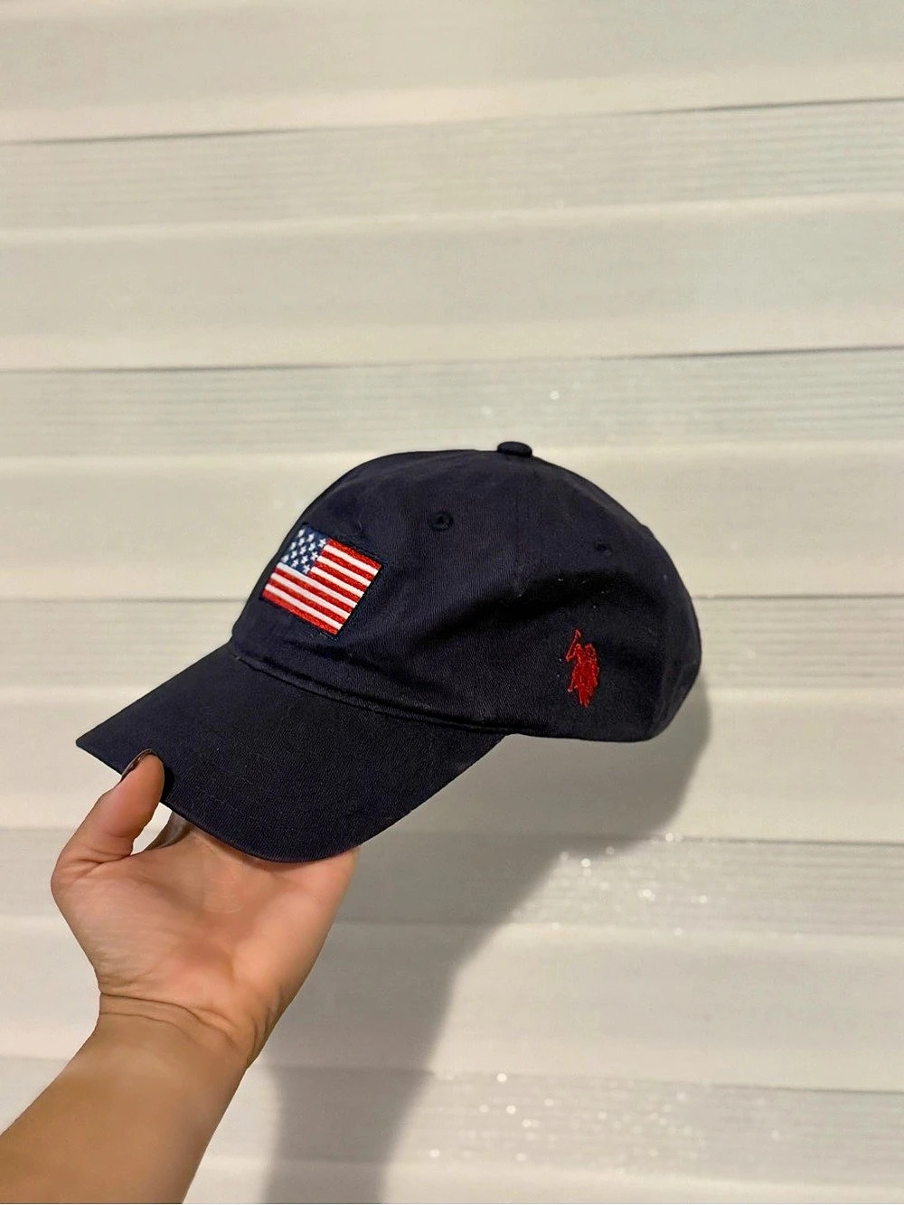 U.S. Polo Assn. American Flag Patch Baseball Cap. in Blue